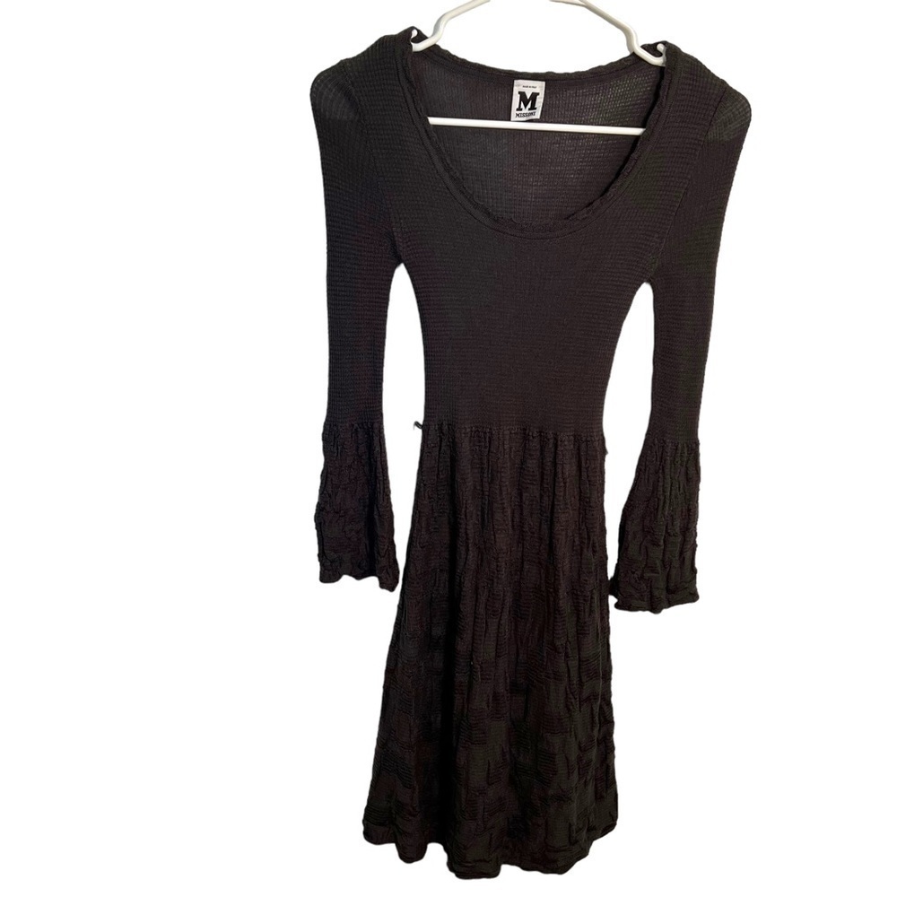 M Missoni Women's Size 38 Sweater Dress Scoop Neck Charcoal Gray Bell Sleeve